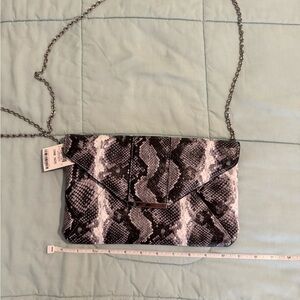 INC International Concepts Black and White Snake Print Crossbody Bag
